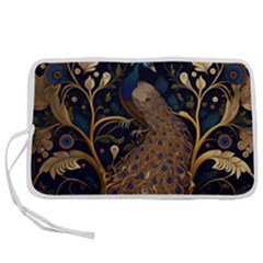 Peacock Plumage Bird Decorative Pattern Graceful Pen Storage Case (l) by Ravend