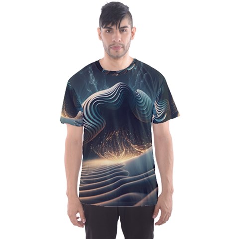 Ai Generated Swirl Space Design Fractal Light Men s Sport Mesh Tee by Ravend