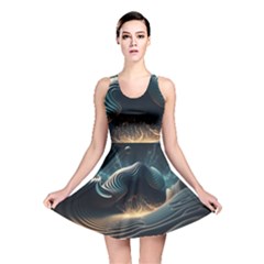 Ai Generated Swirl Space Design Fractal Light Reversible Skater Dress by Ravend