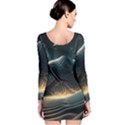 Ai Generated Swirl Space Design Fractal Light Long Sleeve Velvet Bodycon Dress View2