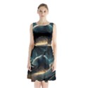 Ai Generated Swirl Space Design Fractal Light Sleeveless Waist Tie Chiffon Dress View1