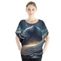 Ai Generated Swirl Space Design Fractal Light Batwing Chiffon Blouse View1