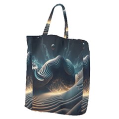 Ai Generated Swirl Space Design Fractal Light Giant Grocery Tote by Ravend