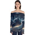 Ai Generated Swirl Space Design Fractal Light Off Shoulder Long Sleeve Top View1