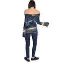 Ai Generated Swirl Space Design Fractal Light Off Shoulder Long Sleeve Top View2