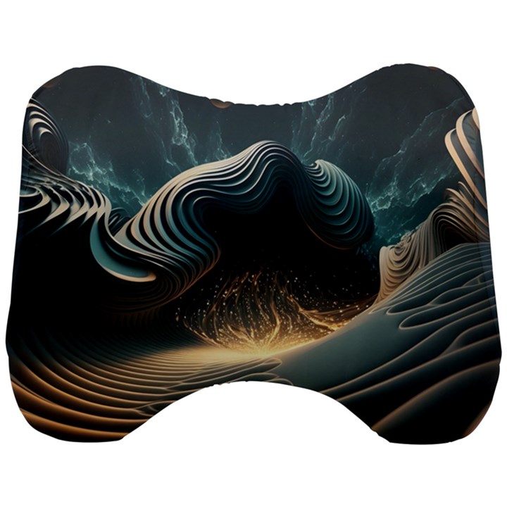 Ai Generated Swirl Space Design Fractal Light Head Support Cushion