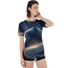 Ai Generated Swirl Space Design Fractal Light Perpetual Short Sleeve T-shirt