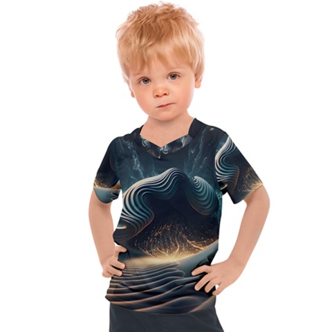 Ai Generated Swirl Space Design Fractal Light Kids  Sports Tee by Ravend