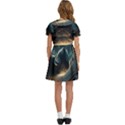 Ai Generated Swirl Space Design Fractal Light Kids  Bow Tie Puff Sleeve Dress View4