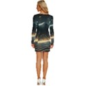 Ai Generated Swirl Space Design Fractal Light Long Sleeve Square Neck Bodycon Velvet Dress View4