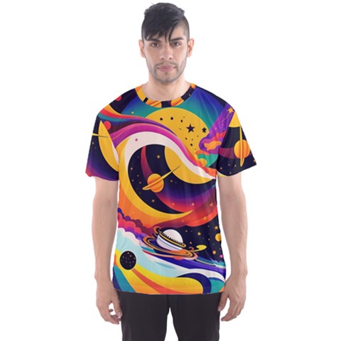 Ai Generated Moon Art Design Graphic Shape Men s Sport Mesh Tee by Ravend