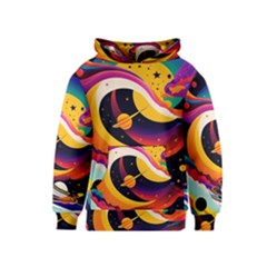 Ai Generated Moon Art Design Graphic Shape Kids  Pullover Hoodie