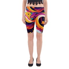 Ai Generated Moon Art Design Graphic Shape Yoga Cropped Leggings