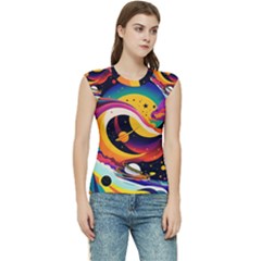 Ai Generated Moon Art Design Graphic Shape Women s Raglan Cap Sleeve Tee by Ravend