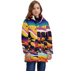 Ai Generated Moon Art Design Graphic Shape Kid s Hooded Longline Puffer Jacket by Ravend