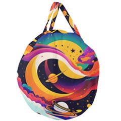 Ai Generated Moon Art Design Graphic Shape Giant Round Zipper Tote by Ravend