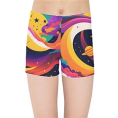 Ai Generated Moon Art Design Graphic Shape Kids  Sports Shorts