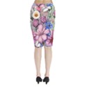 Broken And Budding Watercolor Flowers Midi Wrap Pencil Skirt View2