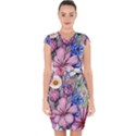 Broken And Budding Watercolor Flowers Capsleeve Drawstring Dress  View1