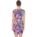 Broken And Budding Watercolor Flowers Capsleeve Drawstring Dress  View2