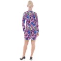 Broken And Budding Watercolor Flowers Button Long Sleeve Dress View2