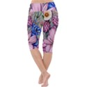 Broken And Budding Watercolor Flowers Lightweight Velour Cropped Yoga Leggings View4