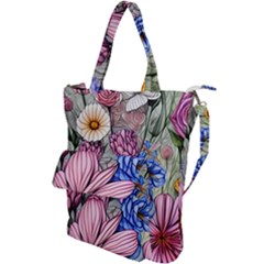 Broken And Budding Watercolor Flowers Shoulder Tote Bag by GardenOfOphir