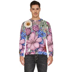 Broken And Budding Watercolor Flowers Men s Fleece Sweatshirt by GardenOfOphir