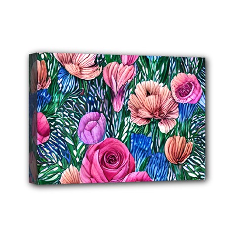 Bright And Brilliant Watercolor Flowers Mini Canvas 7  X 5  (stretched) by GardenOfOphir