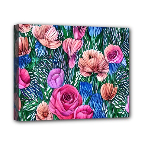 Bright And Brilliant Watercolor Flowers Canvas 10  X 8  (stretched) by GardenOfOphir