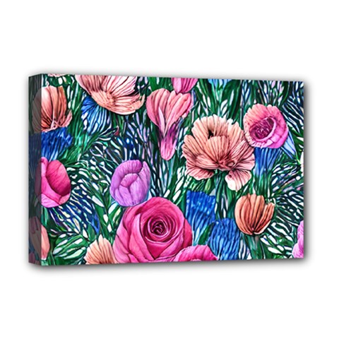 Bright And Brilliant Watercolor Flowers Deluxe Canvas 18  X 12  (stretched) by GardenOfOphir