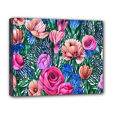 Bright And Brilliant Watercolor Flowers Deluxe Canvas 20  X 16  (stretched) by GardenOfOphir