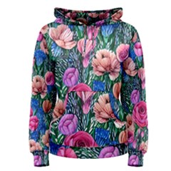 Bright And Brilliant Watercolor Flowers Women s Pullover Hoodie by GardenOfOphir