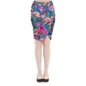 Bright And Brilliant Watercolor Flowers Midi Wrap Pencil Skirt View1