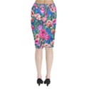 Bright And Brilliant Watercolor Flowers Midi Wrap Pencil Skirt View2