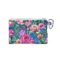 Bright And Brilliant Watercolor Flowers Canvas Cosmetic Bag (Small) View2