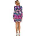 Bright And Brilliant Watercolor Flowers Long Sleeve Deep V Mini Dress  View4