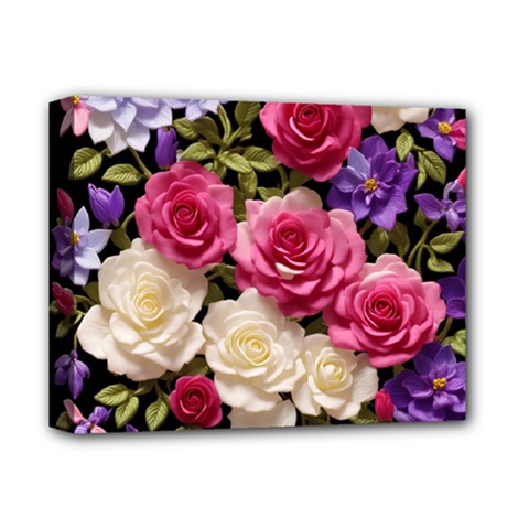 Ai Generated Roses Flowers Petals Bouquet Wedding Deluxe Canvas 14  X 11  (stretched) by Ravend