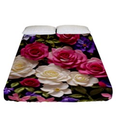 Ai Generated Roses Flowers Petals Bouquet Wedding Fitted Sheet (california King Size) by Ravend