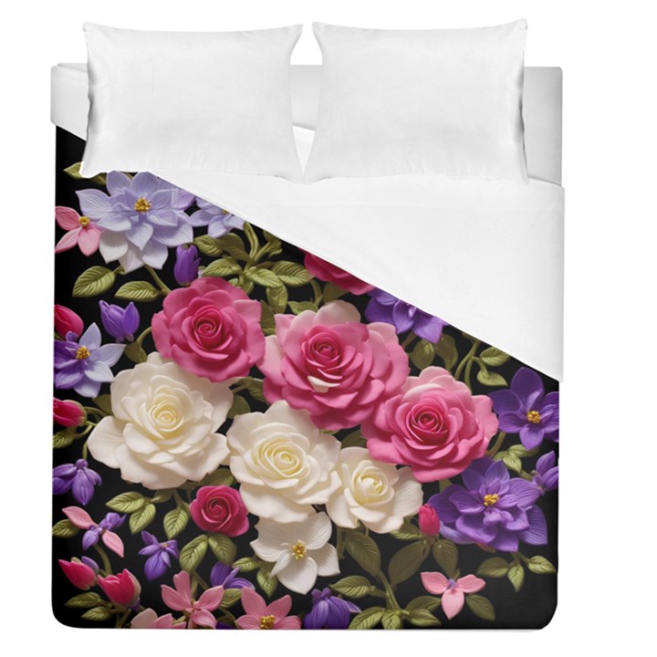 Ai Generated Roses Flowers Petals Bouquet Wedding Duvet Cover (Queen Size)