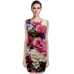 Ai Generated Roses Flowers Petals Bouquet Wedding Classic Sleeveless Midi Dress by Ravend