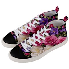 Ai Generated Roses Flowers Petals Bouquet Wedding Men s Mid-top Canvas Sneakers by Ravend