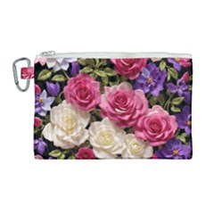 Ai Generated Roses Flowers Petals Bouquet Wedding Canvas Cosmetic Bag (large) by Ravend