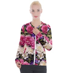 Ai Generated Roses Flowers Petals Bouquet Wedding Casual Zip Up Jacket by Ravend