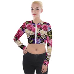 Ai Generated Roses Flowers Petals Bouquet Wedding Long Sleeve Cropped Velvet Jacket by Ravend