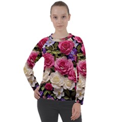 Ai Generated Roses Flowers Petals Bouquet Wedding Women s Long Sleeve Raglan Tee