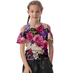 Ai Generated Roses Flowers Petals Bouquet Wedding Kids  Butterfly Cutout Tee by Ravend