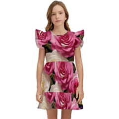 Ai Generated Roses Flowers Petals Bouquet Wedding Kids  Winged Sleeve Dress by Ravend