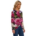 Ai Generated Roses Flowers Petals Bouquet Wedding Long Sleeve Crew Neck Pullover Top View3