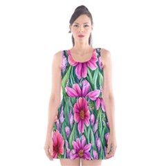 Cheerful And Cheery Blooms Scoop Neck Skater Dress by GardenOfOphir